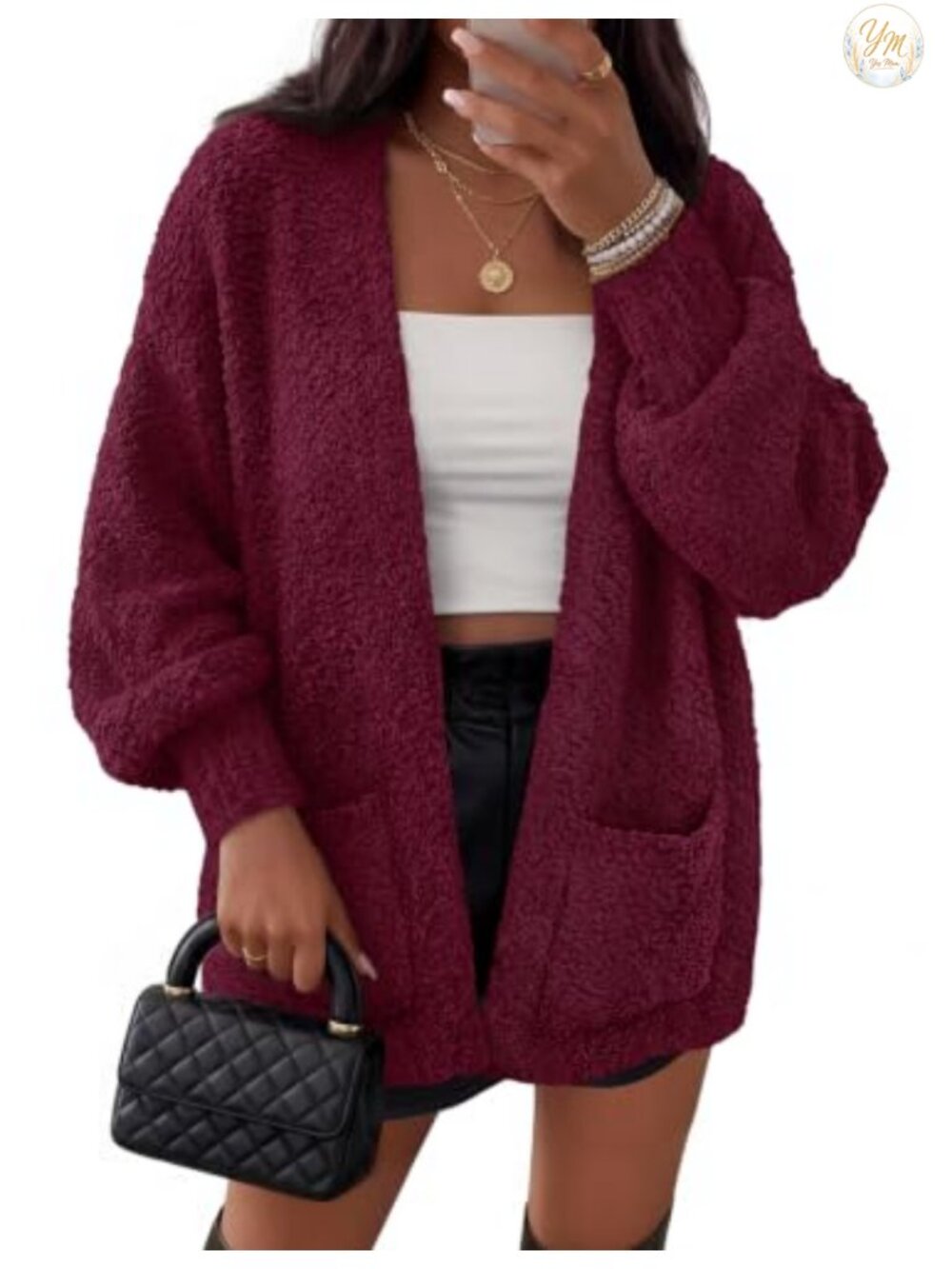 Fuzzy Popcorn Oversized Sherpa Chenille Cardigan